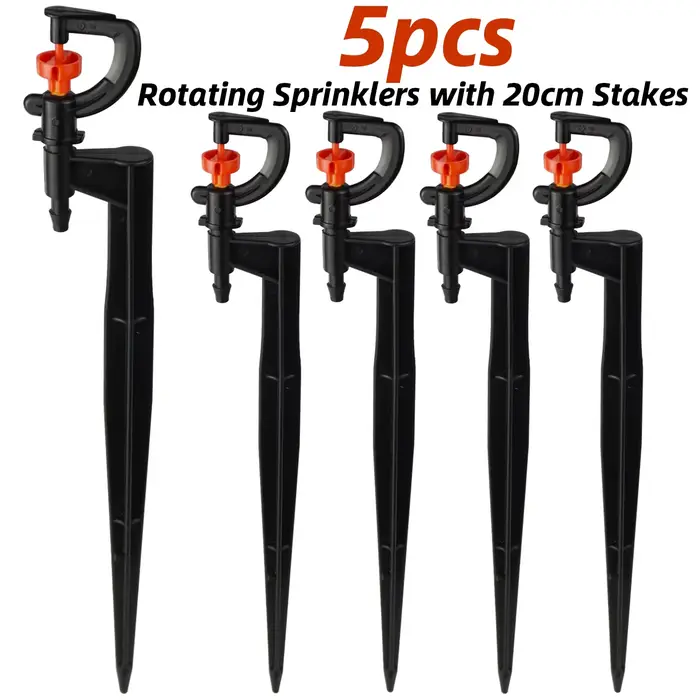 Sprycle 5 pièces 1/4" 360 °   Micro arrosage rotatif, pulvérisateur d'irrigation, piquet de 20cm, co