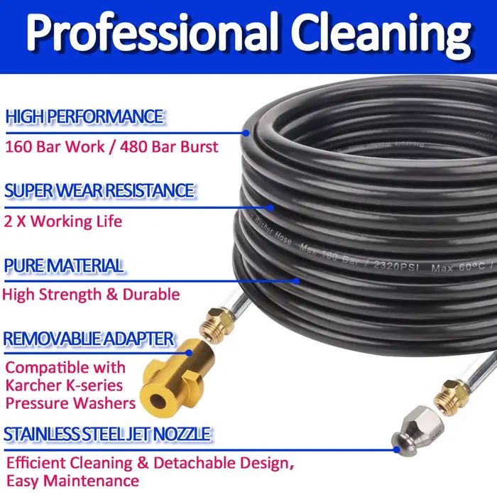 Tuyau de nettoyage d'eau de vidange d'évacuation 1/4" BEAR FORCE pour nettoyeurs haute pression Karcher K2 K3 K4 K5 K6 K7 pour maintenir votre jardin propre et sain