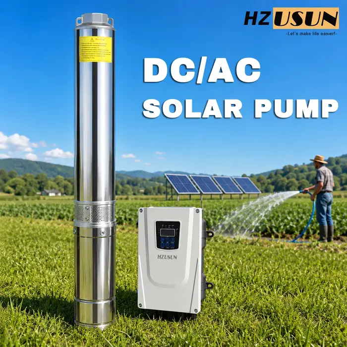 Pompe à eau submersible hybride 3 en 1 pour puits profonds avec contrôleur MPPT DC AC solar powered pressure pump pour irrigation système de pompe solaire durable pour jardin exploitation agricole