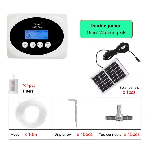 Système d'irrigation goutte-à-goutte Intelligent à Double pompe, minuterie de pompe à eau, énergie s