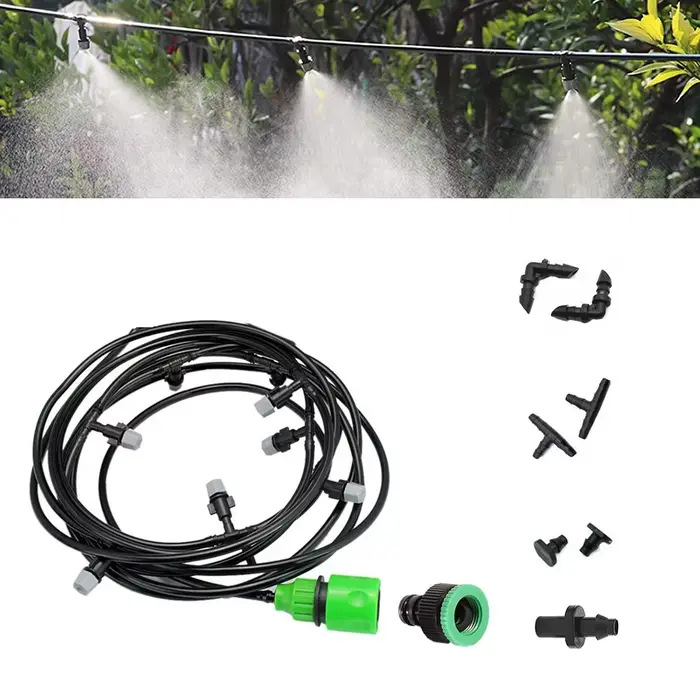 Système de pulvérisation de brouillard d'eau de refroidissement, tuyau de 10m, tête de pulvérisation