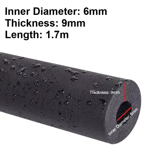 Tuyau d'isolation en mousse de caoutchouc de 1.7M, 6-32mm, manchon antigel ignifuge pour climatiseur