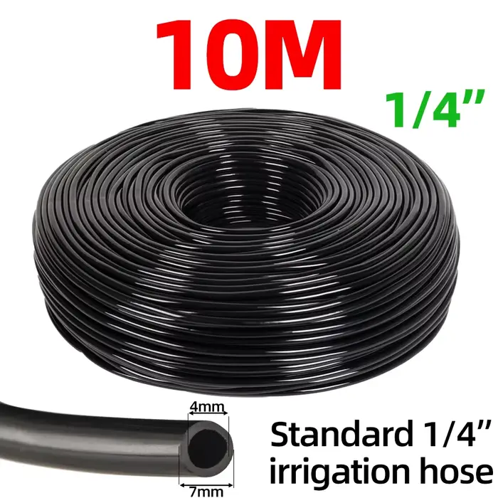 Tuyau d'arrosage goutte à goutte de 1/4 pouces, 4/7mm, micro système d'irrigation de jardinage, noir