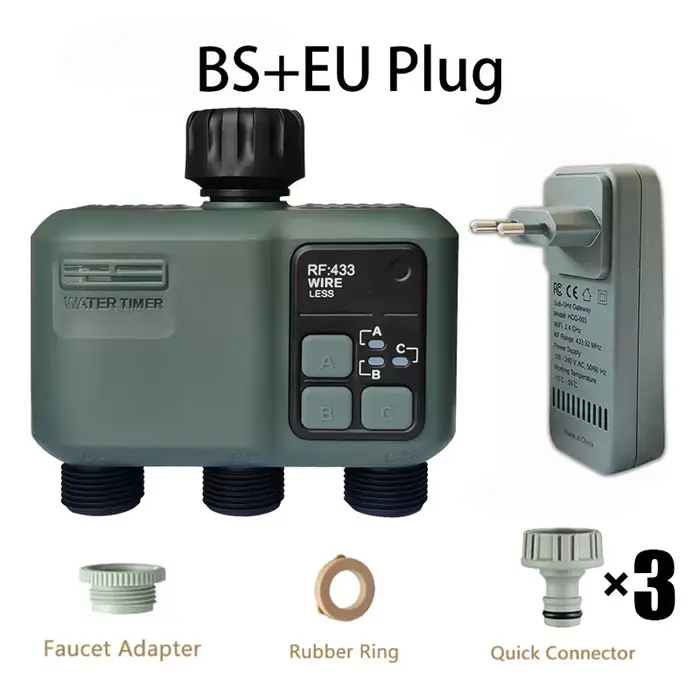 Minuterie d'arrosage de jardin intelligente Tuya Wifi + RF433, avec filtre de retard de pluie à 3 vo