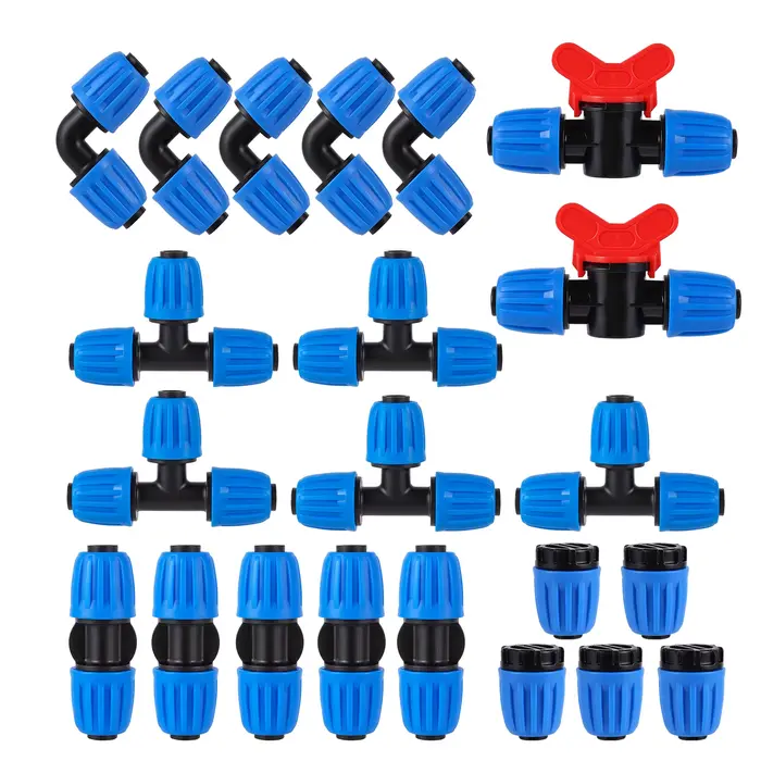 Connecteurs de verrouillage de tuyau 1/2" pour jardin, serre, irrigation de la pelouse et arrosage agricole en plastique PP argent blanc bleu brun or rouge gris noir