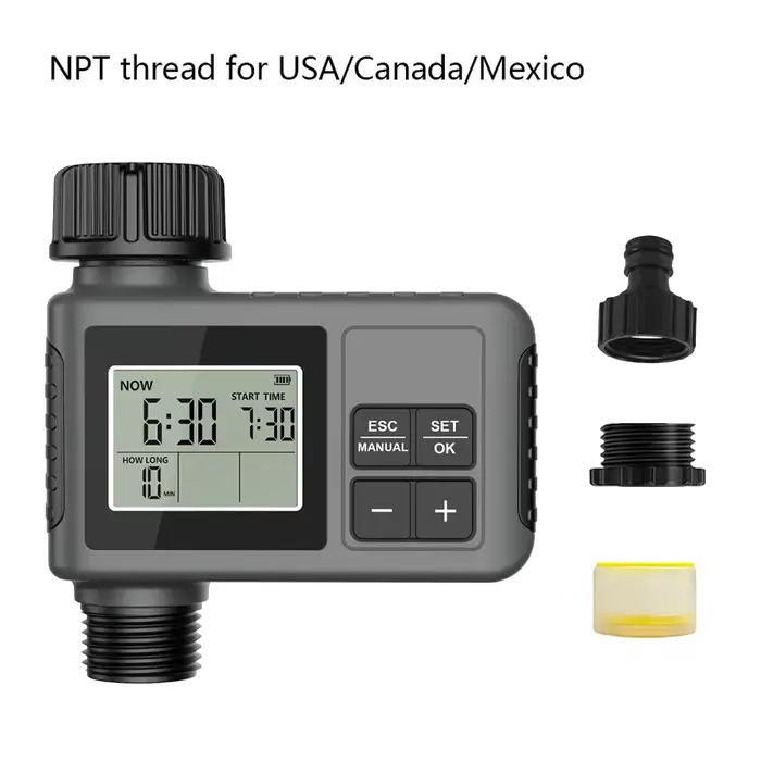 Programmateur d'arrosage automatique intelligent avec écran LCD pour système d'irrigation et minuterie d'arrosage IPX5, pour arrosage du jardin, outil de jardinage, automatique et manuel, résistant à l'eau