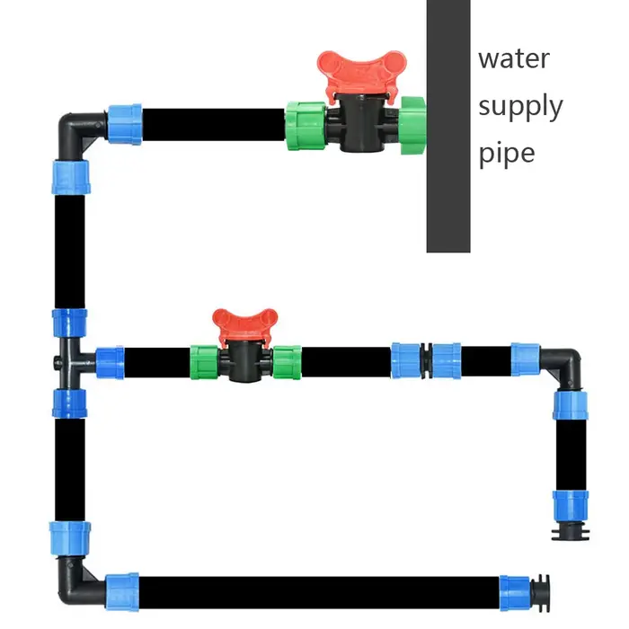 Valve de robinet à bande d'égouttement d'irrigation, 16mm, 5/8 pouces, coude, extrémité en T, connec