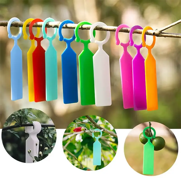 Étiquettes de plantes en plastique 10 couleurs étiquettes de plantation de jardin anneau crochet mar
