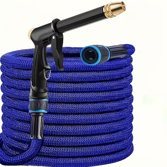 Tuyau d'arrosage en caoutchouc rétractable de 75 pieds - avec buse haute pression, connecteur multi-