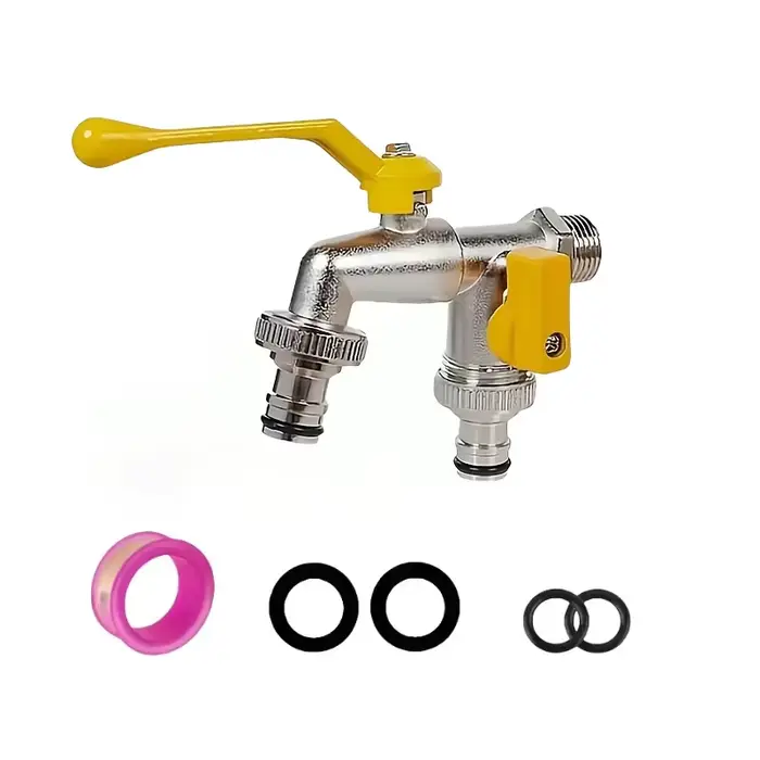 Robinet de jardin à double sortie - connexion de 1/2 pouce, idéal pour l'arrosage et l'entretien des