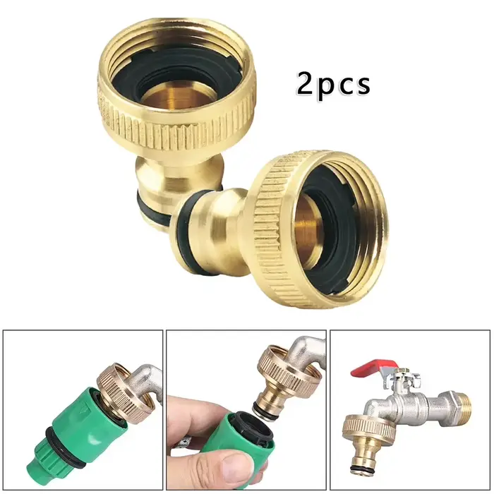 2 pièces Adaptateur de robinet de jardin en laiton 3/4'' pour tuyau d'arrosage