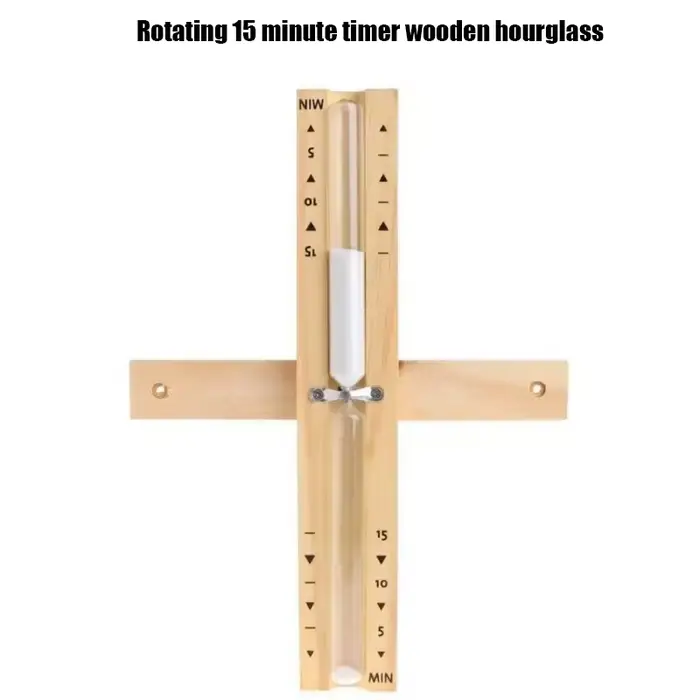 Minuteur sablier rotatif mural en bois minutier de 15 minutes pour salle de bain sauna vapeur sèche élégance et précision bien-être détente relaxation美好生活浴室和桑拿的15分钟沙漏计时器，为您的私人水疗空间增添一丝精致与精确。放松与愉悦每一分钟。