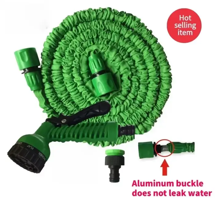 Tuyau d'eau extensible avec 7 fonctions de pulvérisation pour jardinage et nettoyage de voiture facile à monter au mur
