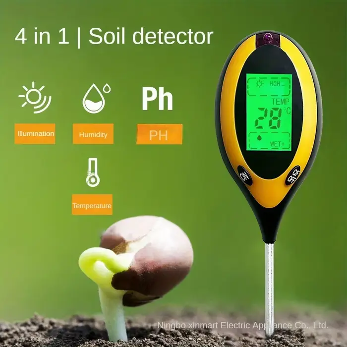 Nouveau pH-mètre de sol 3 en 1/4 en 1, testeur d'humidité et d'acidité de la lumière, testeur d'humidité du sol, Kit de testeur de sol pour plantes pour fleurs