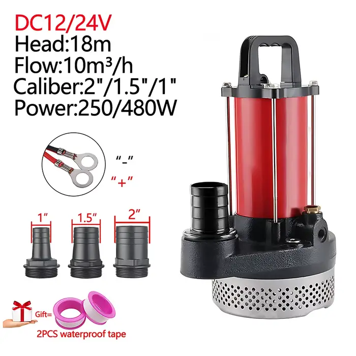 Pompe submersible solaire alimentée par batterie 250/480W pour irrigation écologique jardin potagerextérieur