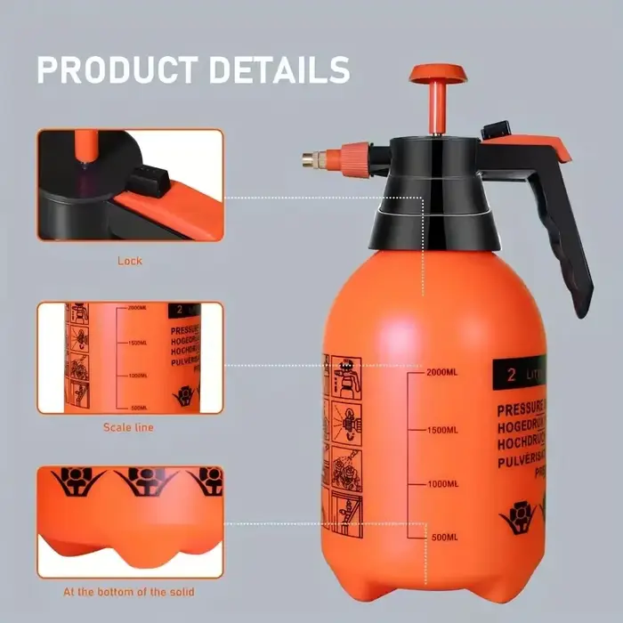 1 ensemble, pulvérisateur d'eau à pression manuelle-arrosoir de jardin 2L avec tête réglable pour plantes et fleurs en pot-pompe à Air comprimé
