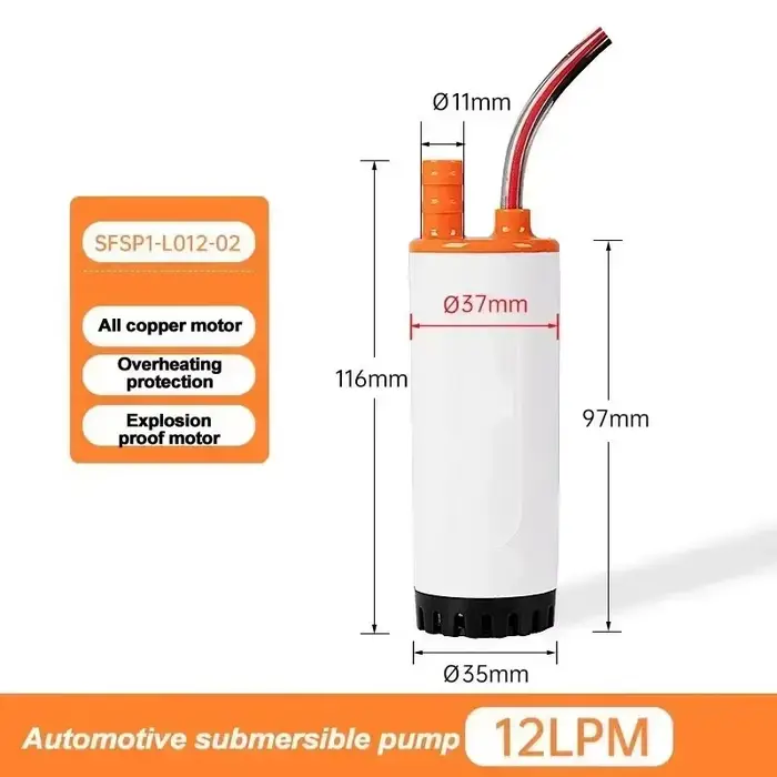 12V 21L/min RV pompe Submersible Micro pompe à eau réservoir d'eau DC Portable monté sur voiture pet