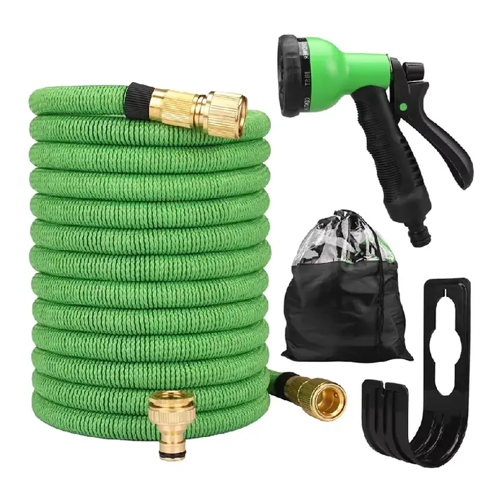Tuyau d'arrosage de jardin extensible avec double connecteur métallique