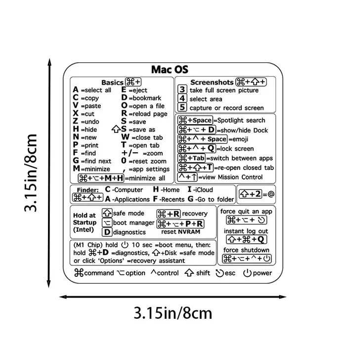 Windows/Mac OS raccourcis ordinateur portable logiciel de bureau autocollants imperméables