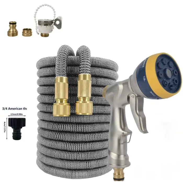 Tuyau d'arrosage haute pression flexible et extensible pour jardin ferme irrigation lavage de voiture enrouleur en pvc couleurs bleu gris clair noir vert clair longueur 25 50 75 100 pieds