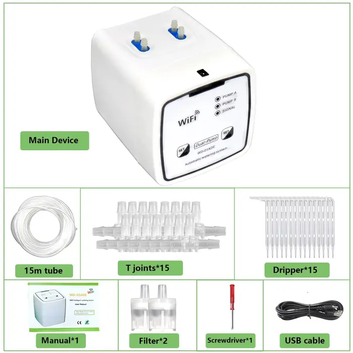 Dispositif d'arrosage Intelligent WIFI, Double pompe, système d'irrigation goutte à goutte automatiq
