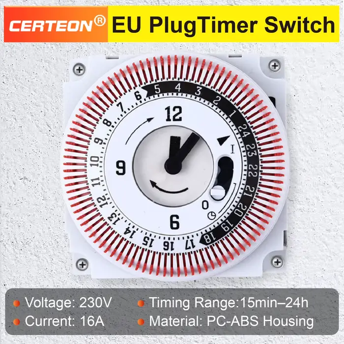 Prise Minuterie Mécanique GT01 24H Programmable Interrupteur Automatique Par Intervalles de 15 Minut