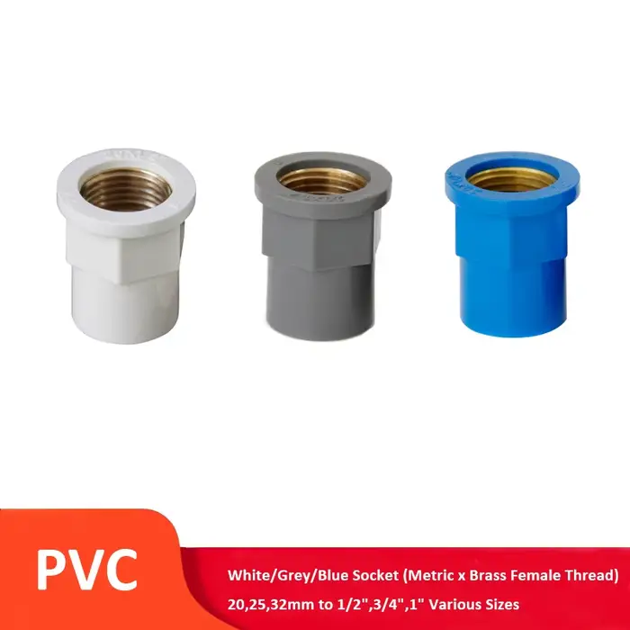 Connecteur de tuyau PVC métrique 20,25,32mm, prise à souder à solvant à filetage BSP en laiton femel