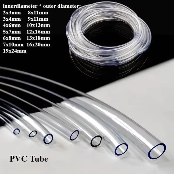 Tuyaux en plastique PVC transparent, diamètre intérieur 2mm, 3mm, 4mm, 5mm, 6mm, 7mm, 8mm, 9mm, 10mm