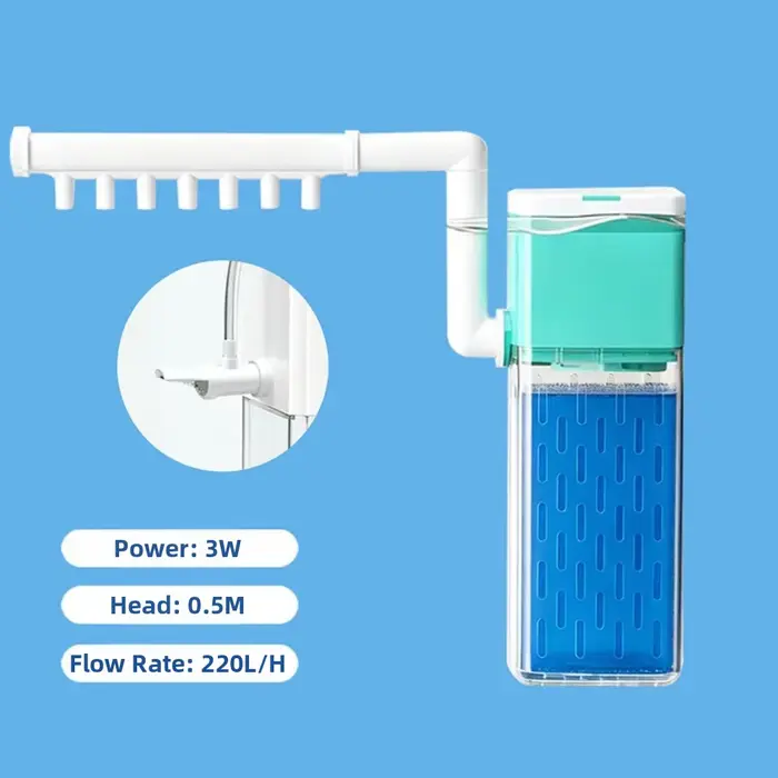 Filtre de bassin 4-en-1 à ventouse, pompe submersible silencieuse murale avec filtre intégré et filt