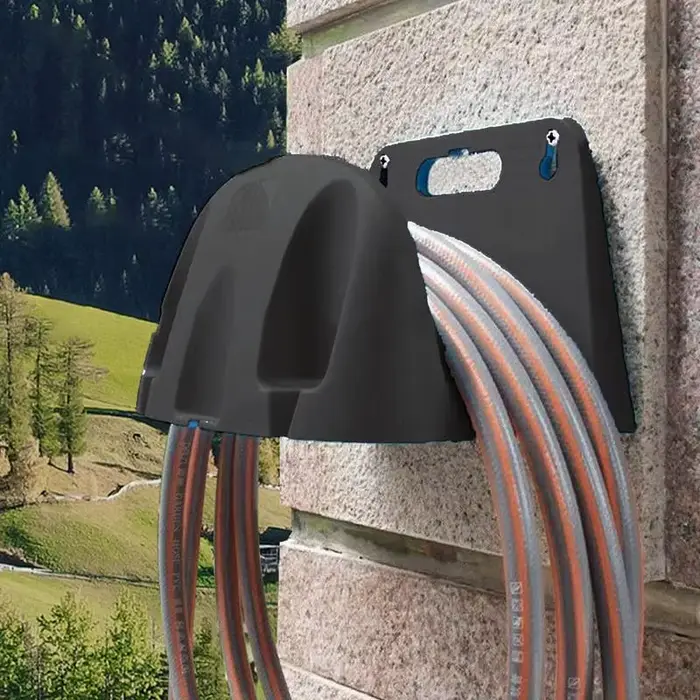 Support mural de tuyau d'eau durable en caoutchouc réglable pour rangement et organisation du jardin et de l'espace extérieur