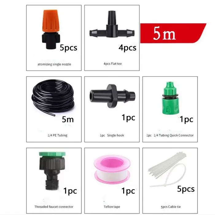 Kit d'arrosage automatique 5-30M avec buses de brumisation, système d'irrigation goutte-à-goutte en 
