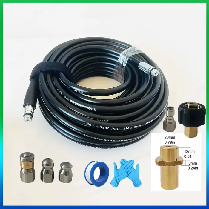Kit de nettoyage haute pression pour canalisations et égouts avec tuyau de lavage à jet puissant