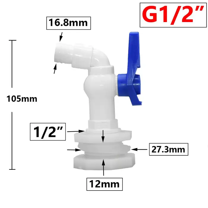 Adaptateur de réservoir IBC 60mm, connexion de Valve filetée 1/2 "3/4", connecteurs de robinet de bo