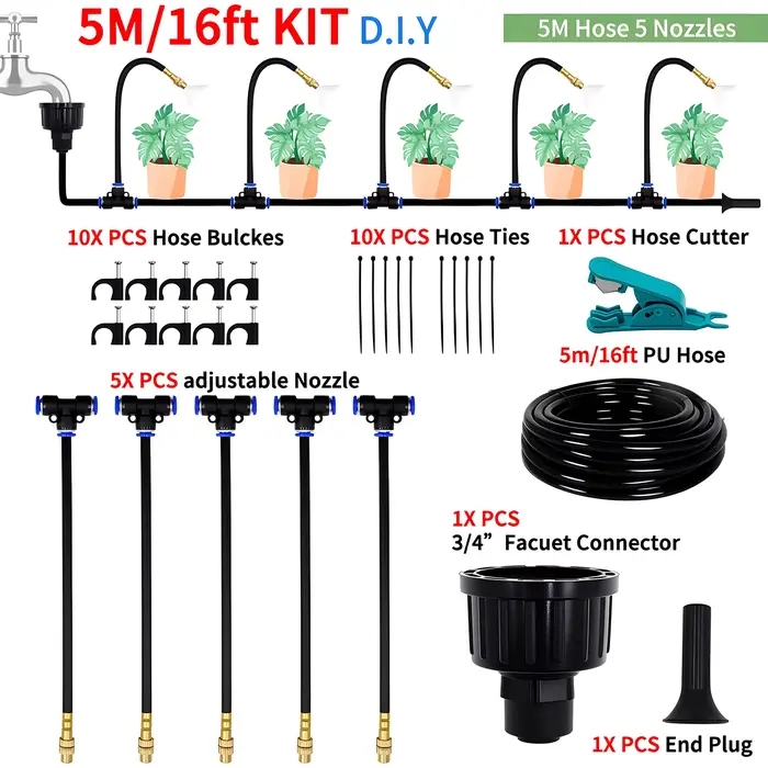 Kit de pulvérisation universel à flexion libre, bricolage, pour serre, jardin, fleurs, plantes, arro
