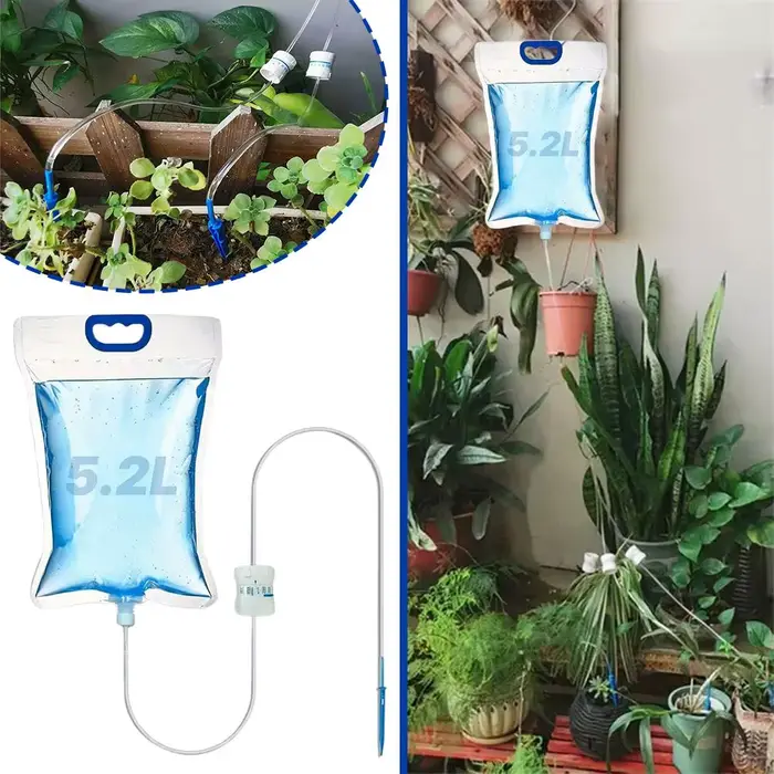 Système d'arrosage automatique réglable de 5,2 L avec réservoir d'eau transparent pour l'arrosage des plantes de jardin à domicile occasions spéciales jardins extérieurs intérieurs balcon bureau
