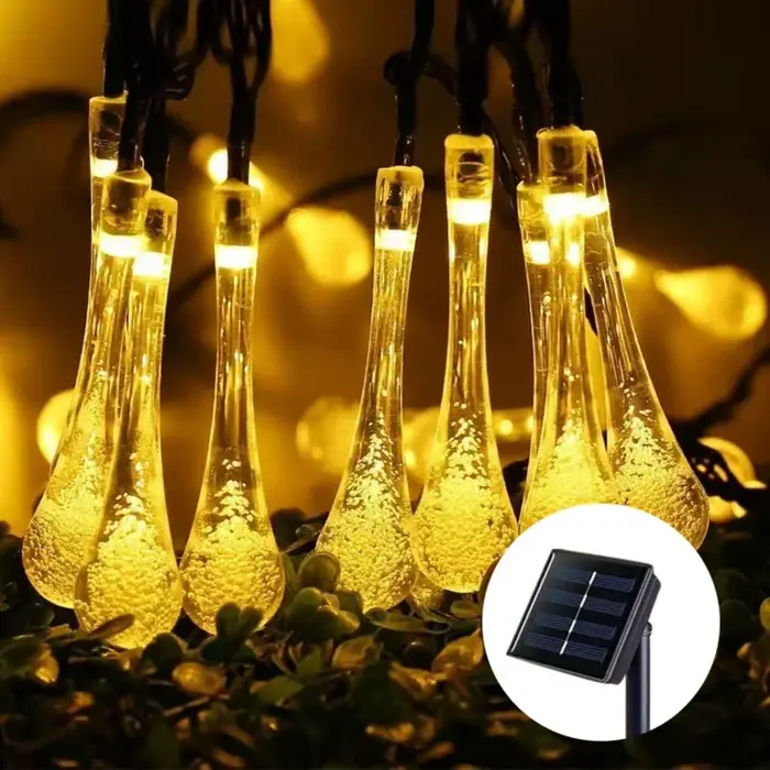 5-12m gouttelettes d'eau chaîne solaire lumières étanche décoration extérieure guirlande Fariy lumiè