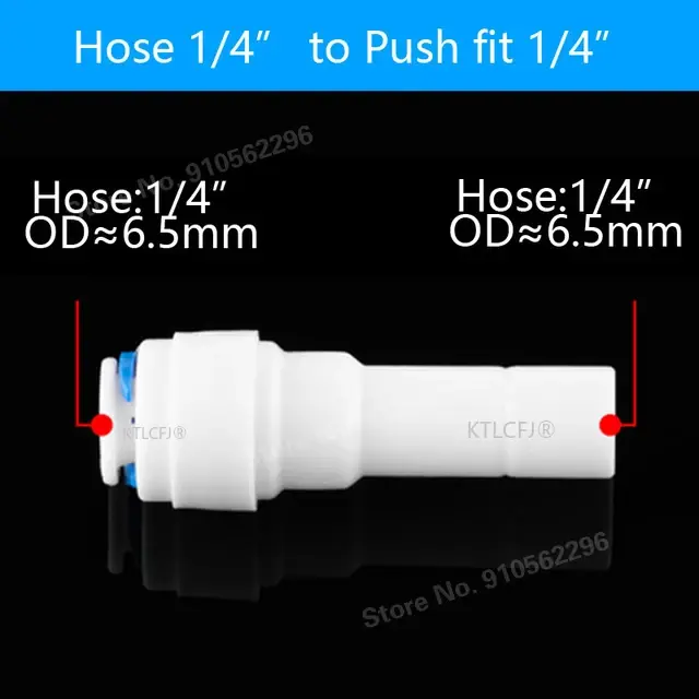 RO raccord de tuyau d'eau coude droit Tee Cross 1/4 "3/8" raccord de tuyau rapide en plastique conne