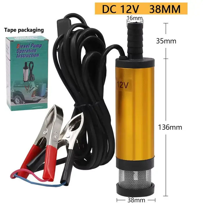 Mini pompe submersible électrique portable 12V/24V DC - 12L/min, coque en alliage d'aluminium, trans