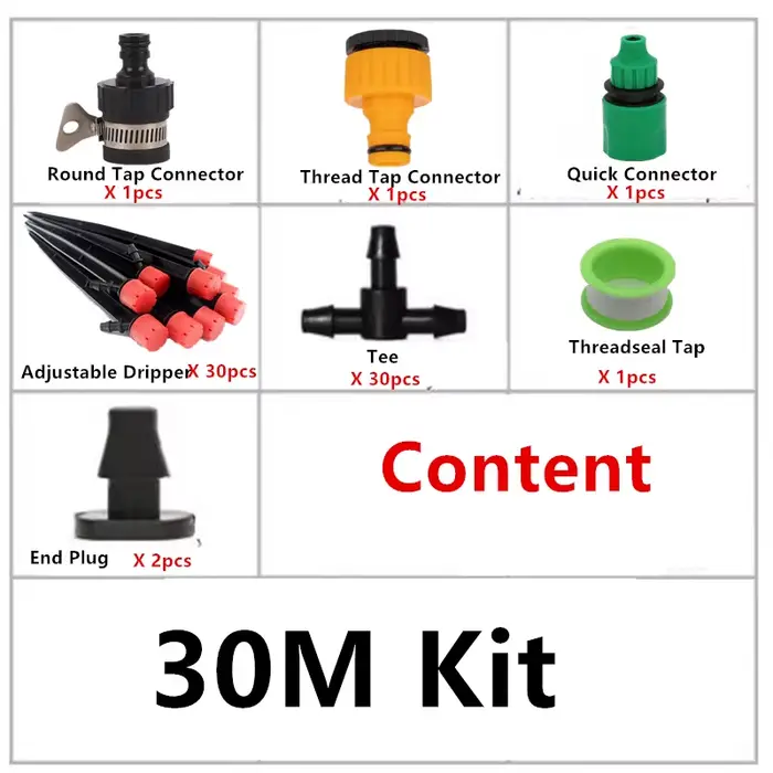 Kit d'irrigation goutte à goutte automatique pour jardin, système d'arrosage 1/4'' 18CM avec arroseu