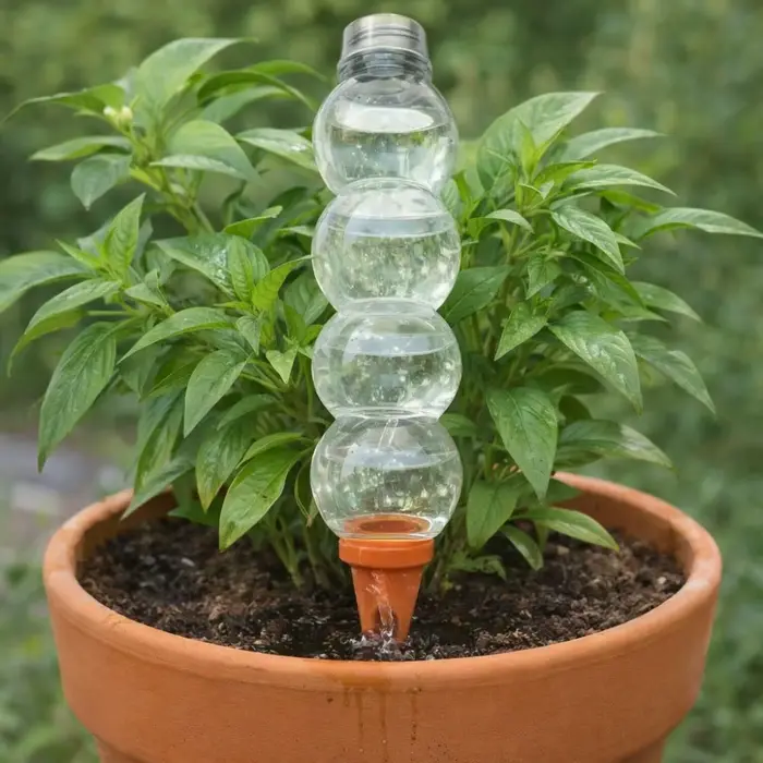 Insert d'irrigation goutte à goutte en plastique pour pots auto-arrosants, design moderne et élégant pour arrosage des plantes d'intérieur et extérieur