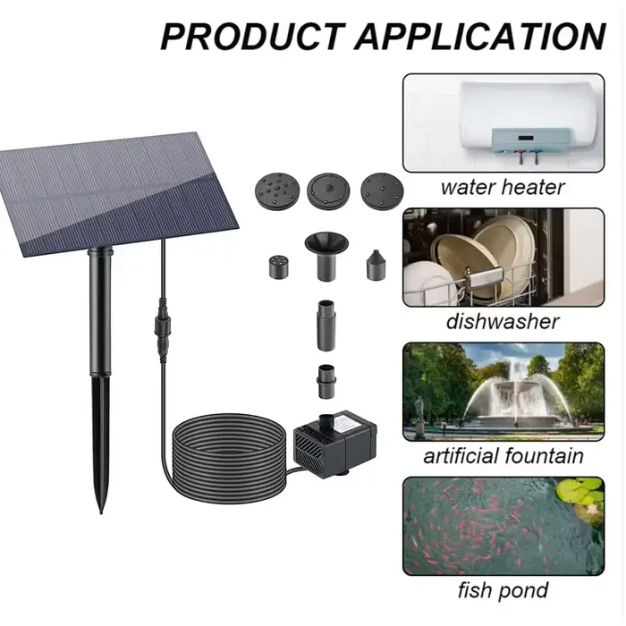 Kit de pompe à eau solaire 5W 5V avec piquet, panneau solaire, système d'arrosage économe en énergie