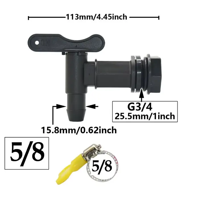 Adaptateur de robinet de réservoir IBC 3/4 ", filetage grossier S60 à 5/8", connecteur de tuyau, rac