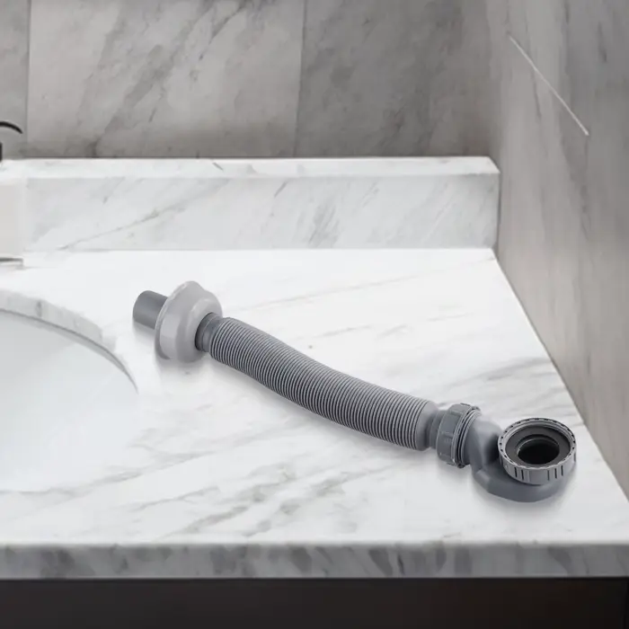 Piège à profil bas, tuyau de vidange Flexible pour baignoire et douche, Tube plat ABS gris, tuyau de