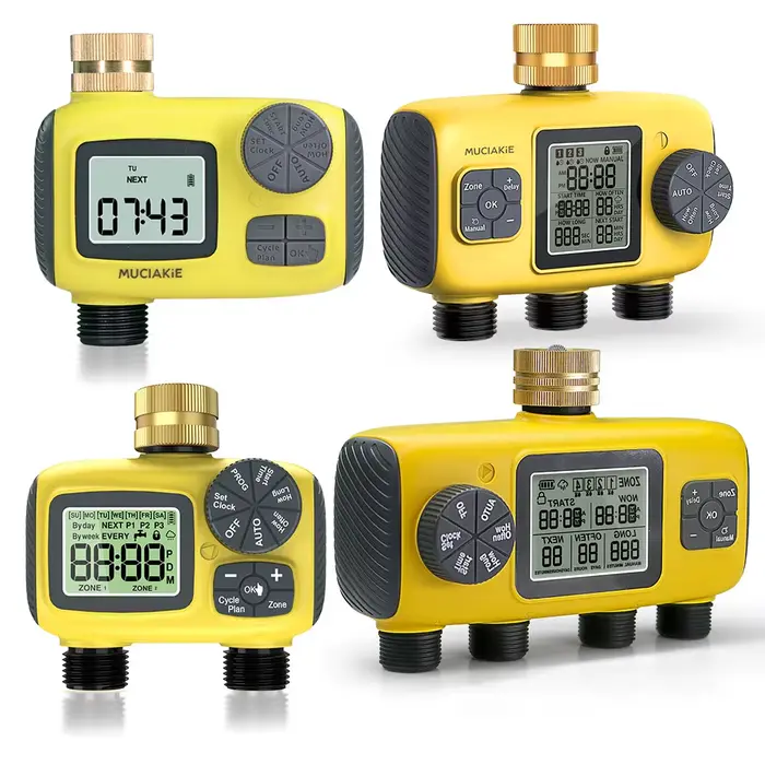 Programmateur d'arrosage RBCFHI avec écran LCD, fonctions de report de pluie et verrouillage enfant pour jardinage automatisé et économie d'eau