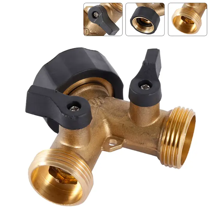 Mathiateur de Tuyau d'Arrosage à 2 Voies, Distributeur d'Eau de Jardin en Laiton Massif, Connecteur 