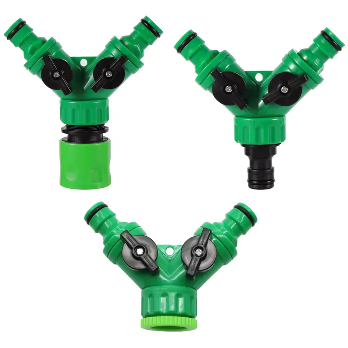 Distributeur d'eau de jardin à 2 voies, raccord femelle 1/2" 3/4", type Y pour tuyau d'arrosage, van