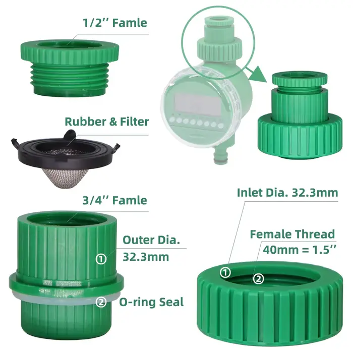MUCIAKIE 1/2 ''3/4'' connecteur de robinet réparation remplacement minuterie d'arrosage automatique irrigateur contrôleur d'irrigation de jardin électronique