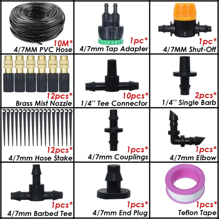 Kit de système d'irrigation goutte à goutte automatique pour jardin, tuyau de 4/7mm, buse d'arrosage