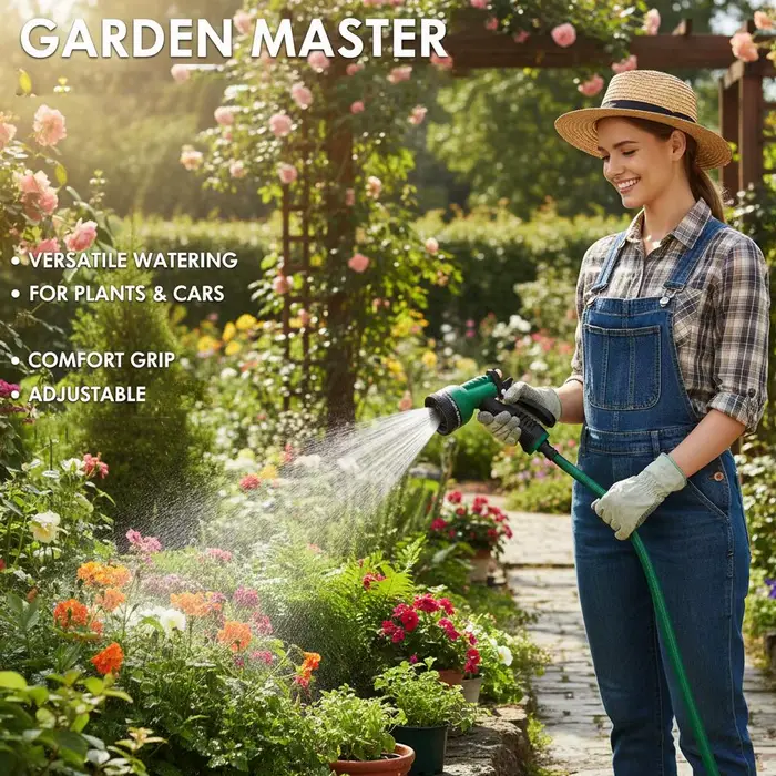 Pistolet d'arrosage haute pression 8 modes pour jardin
