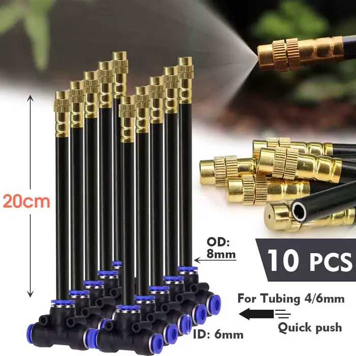 30-5m 1/4" 4/6mm Système de refroidissement par brumisation 360 ° Pulvérisateur atomiseur à buse réglable à courbure
